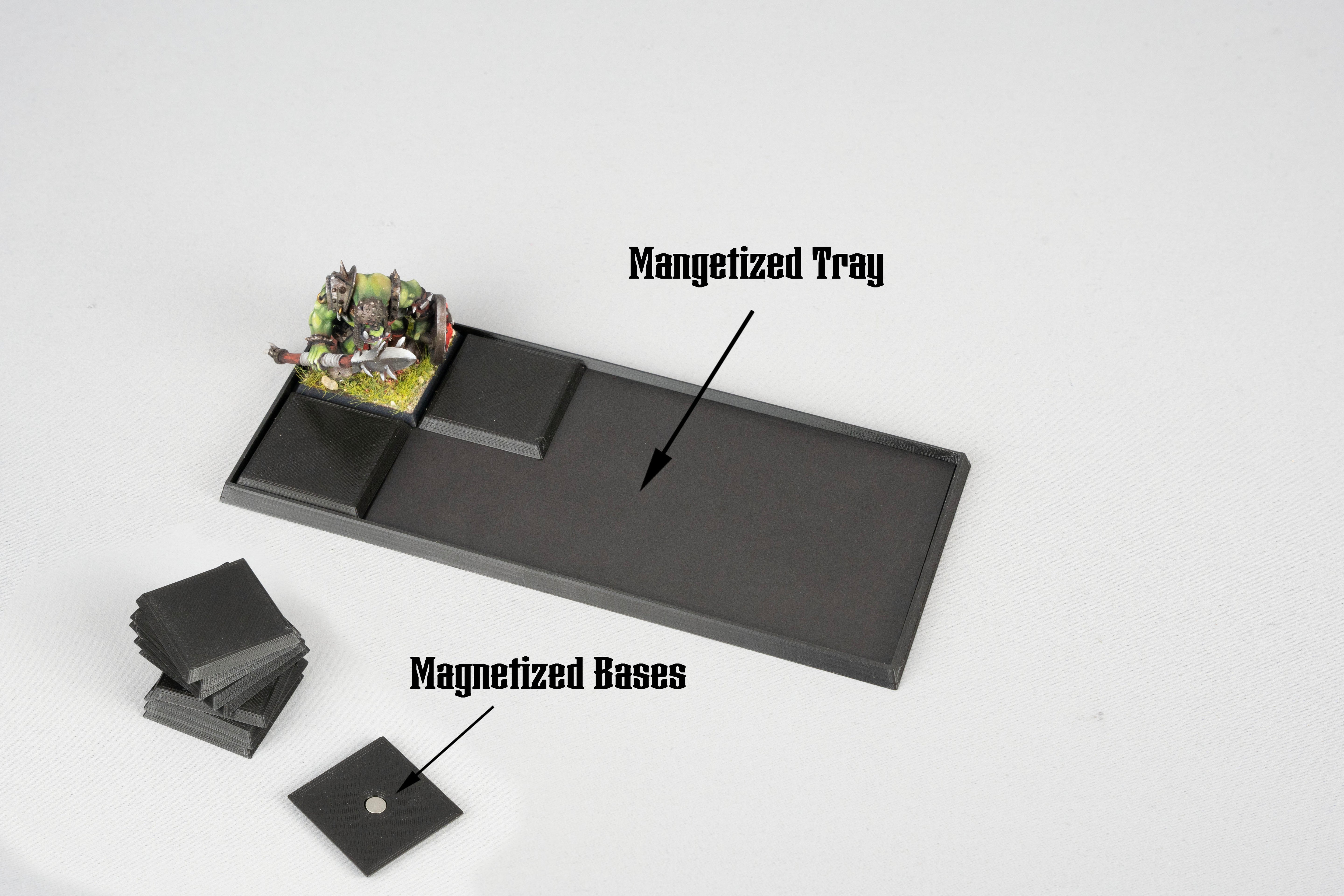 Magnetized tray with 5 bases 25x50mm