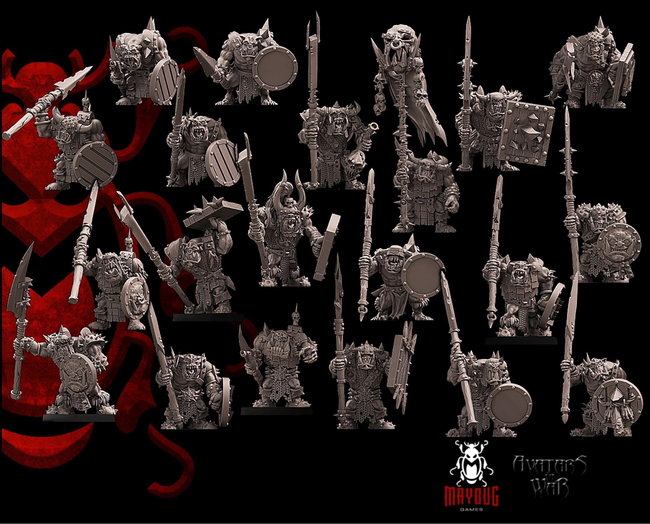 Fantasy orcs, Spearmen, set 20 pcs