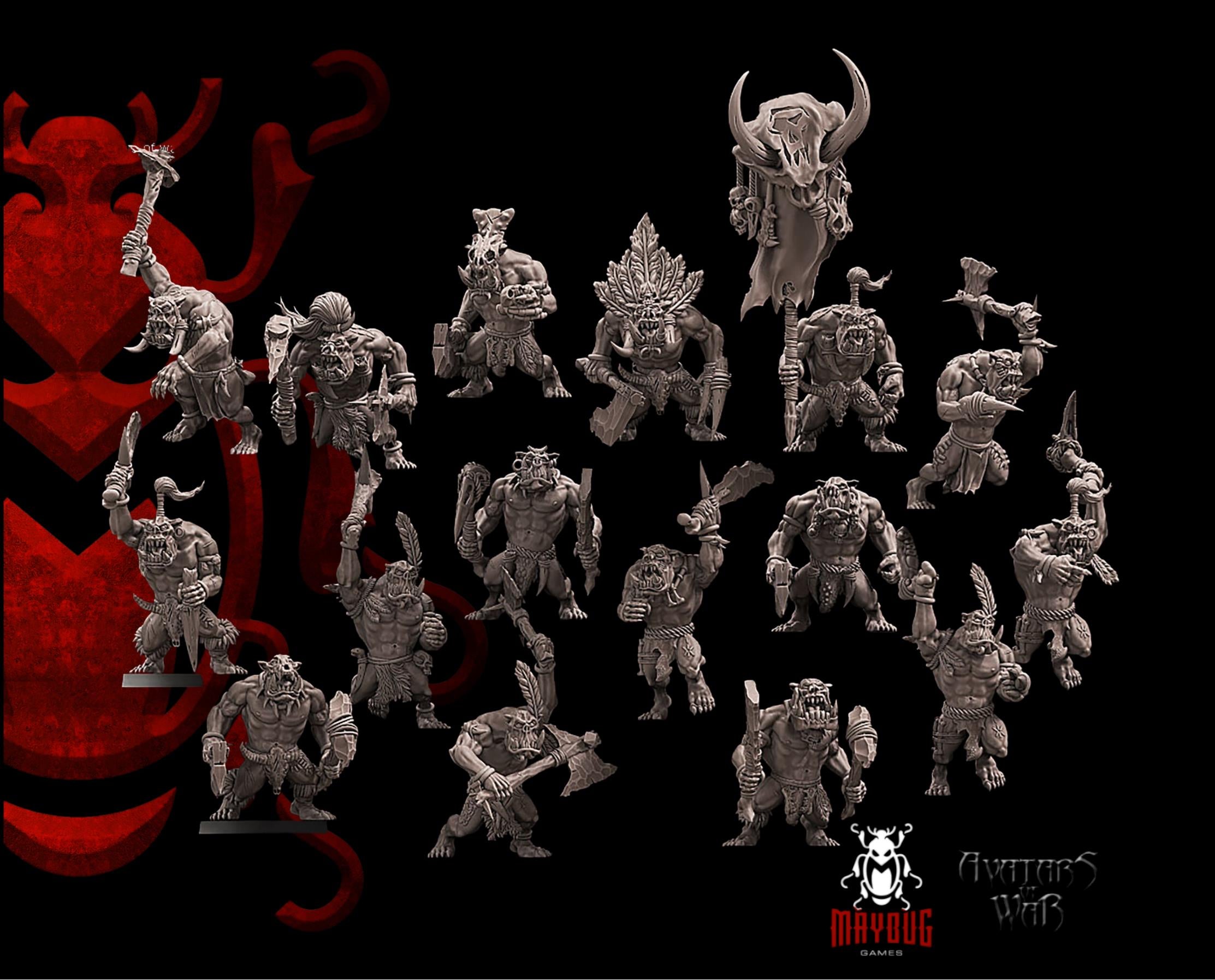 Fantasy orcs, Savages, set 16 pcs